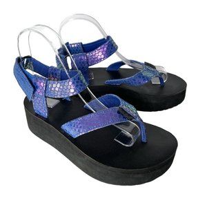 Teva Embossed Mermaid Sandals Iridescent Hologram Blue 6